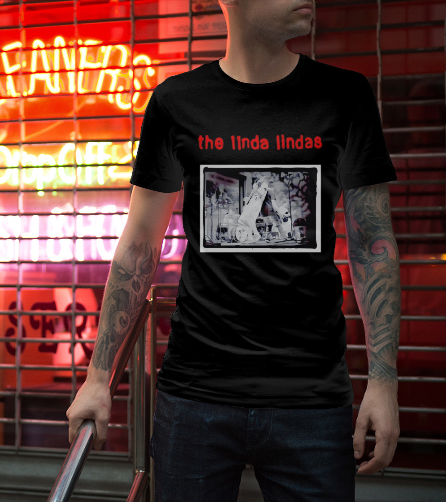 The Linda Lindas Live Performance Punk Rock Black And White Stage Scene T-Shirt