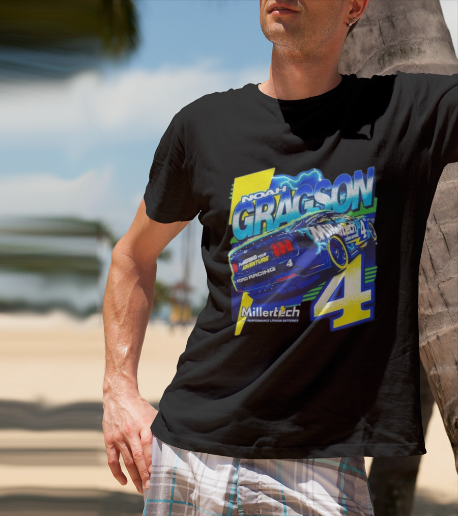 Noah Gragson Millertech Performance Lithium Batteries No 4 Ford Racing Powering Your Adventure T-Shirt