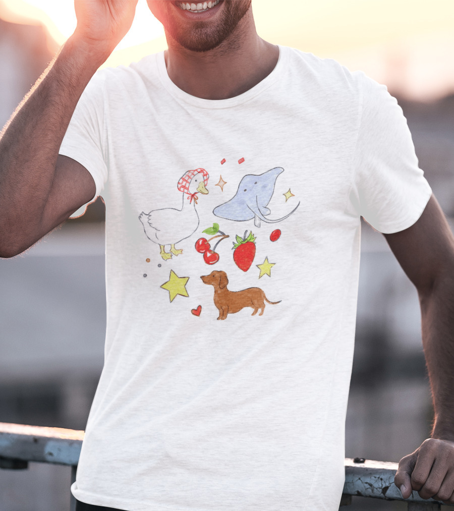 Goose Stingray Strawberry Cherry Dachshund Stars Nature T-Shirt