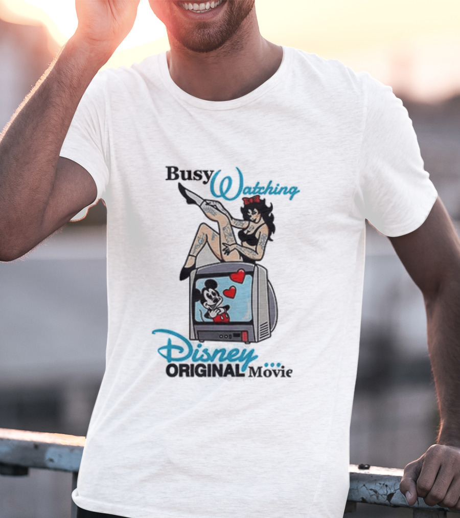 Busy Ing Disney Original Movie Retro Style With Mickey TV And Pin Up T-Shirt