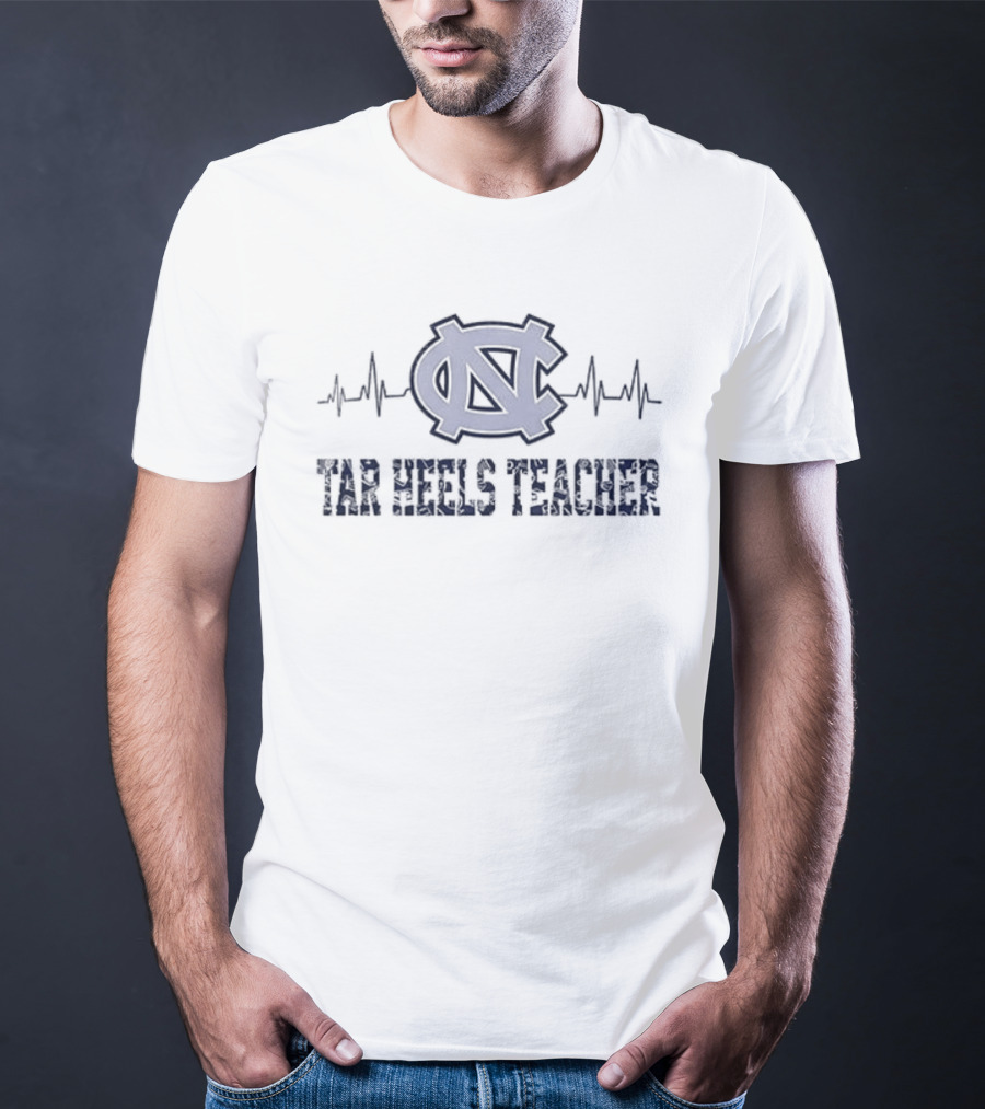 North Carolina Tar Heels Teacher Heartbeat Football Edition T-Shirt