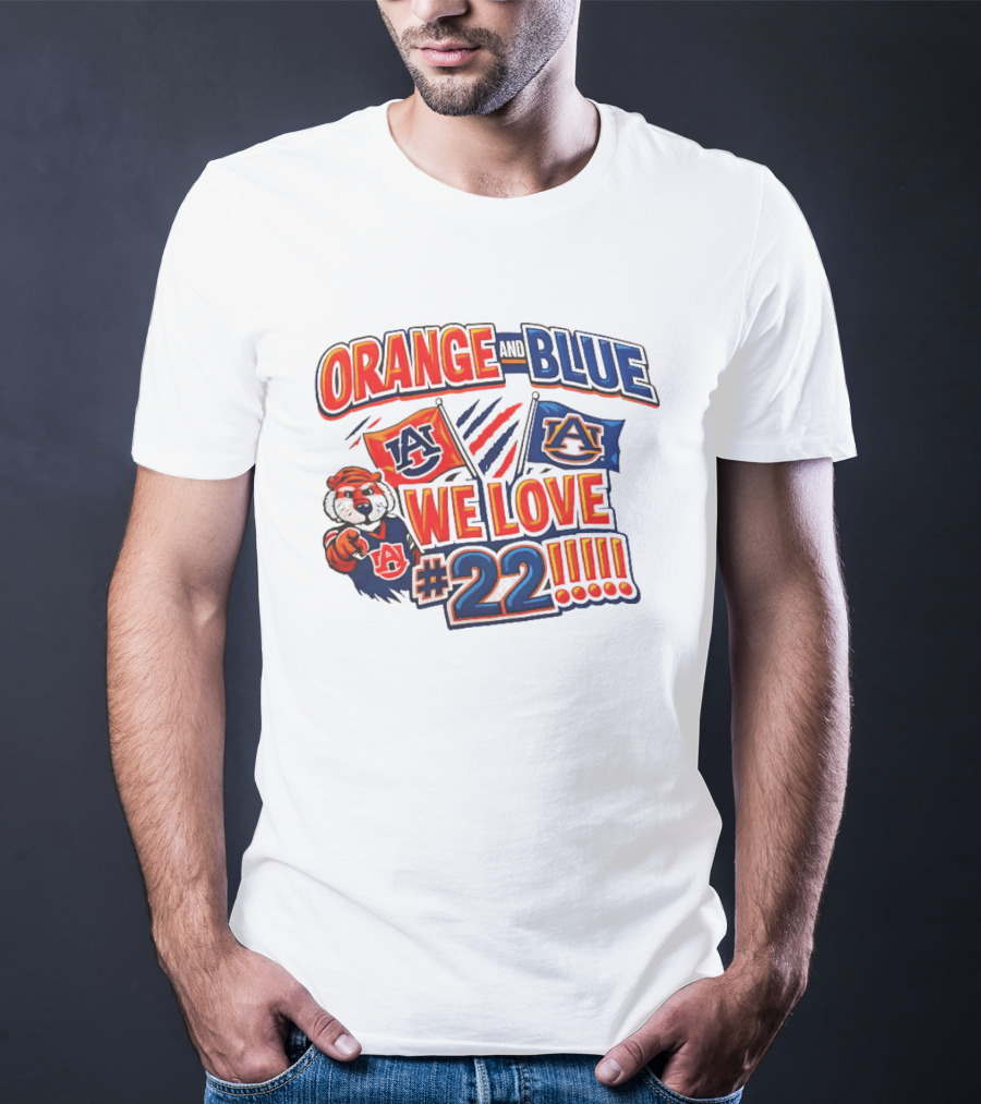 Auburn Tigers Orange And Blue We Love #22 Paws Up Enthusiasts T-Shirt