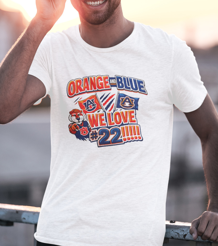 Auburn Tigers Orange And Blue We Love #22 Paws Up Enthusiasts T-Shirt