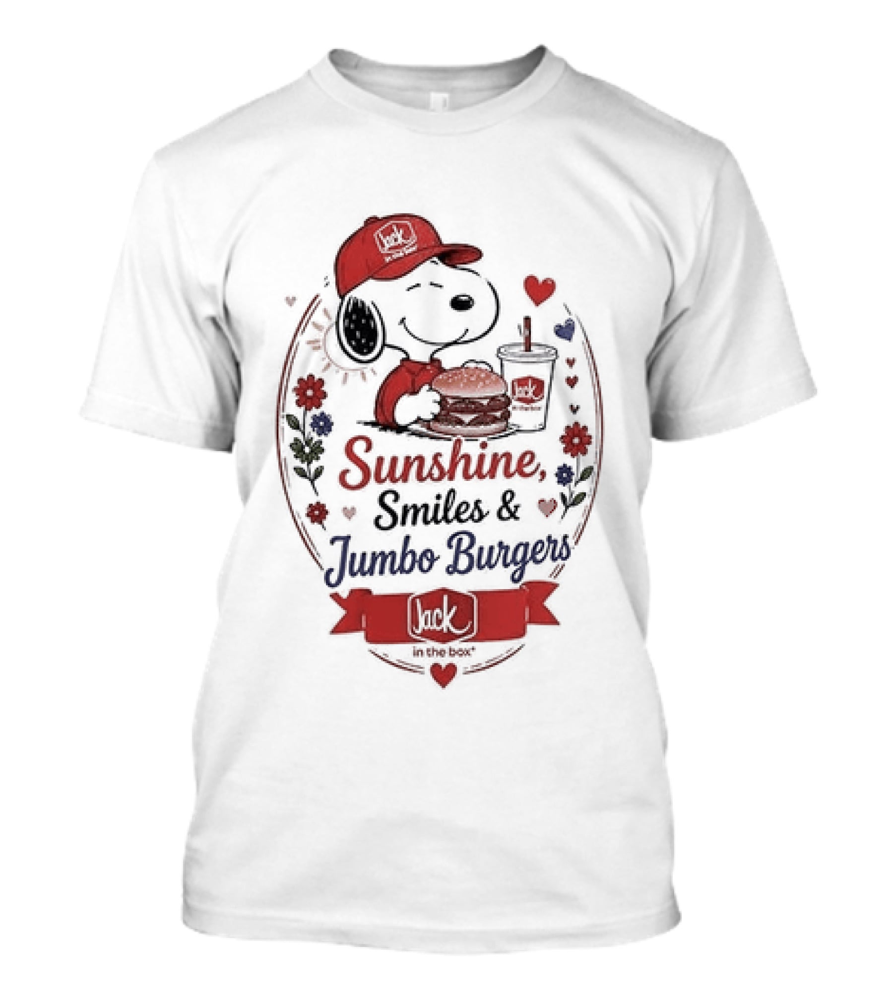 Peanuts Snoopy Sunshine Smiles Jumbo Burgers Collaboration With Jack In The Box T-Shirt