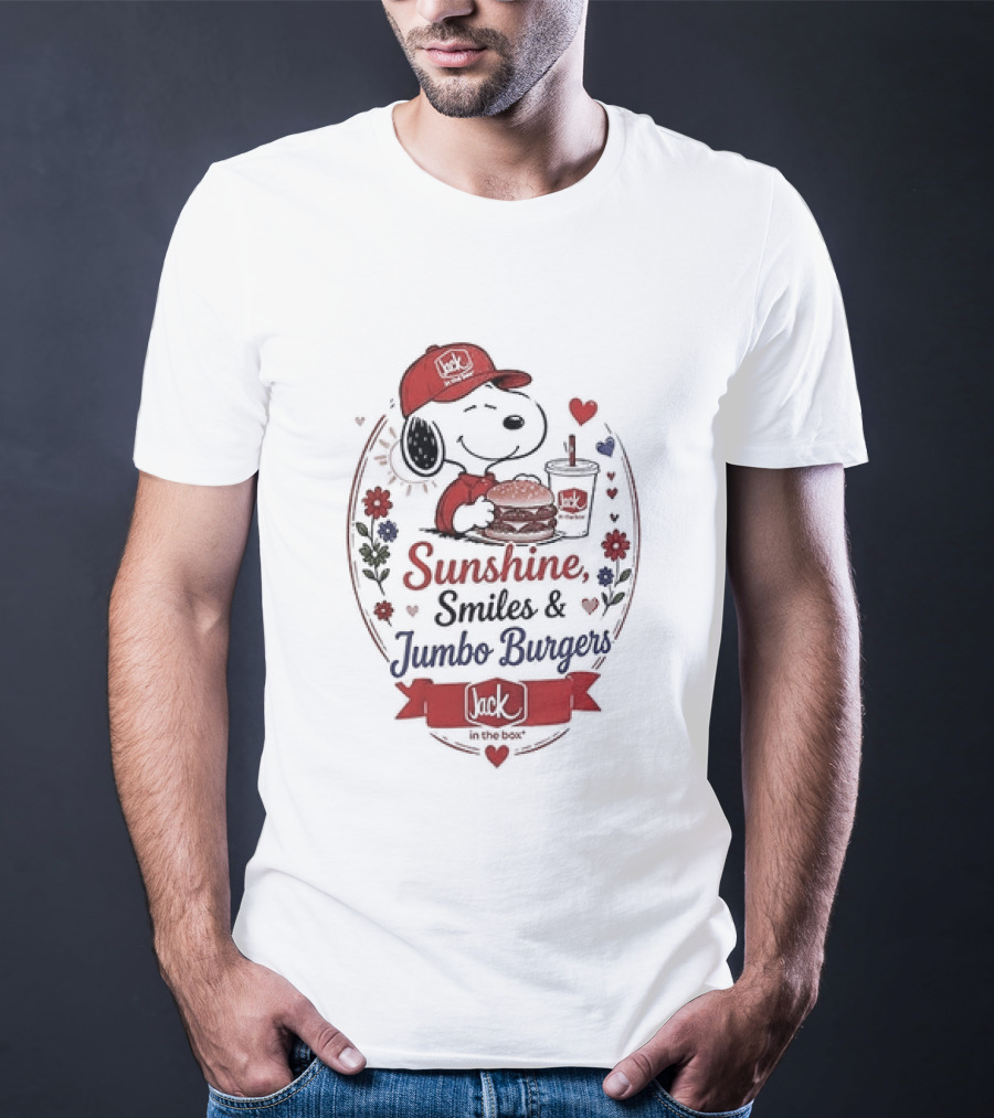 Peanuts Snoopy Sunshine Smiles Jumbo Burgers Collaboration With Jack In The Box T-Shirt