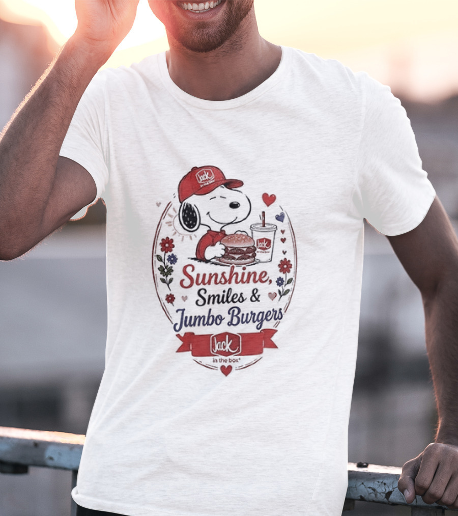 Peanuts Snoopy Sunshine Smiles Jumbo Burgers Collaboration With Jack In The Box T-Shirt