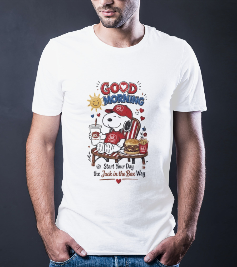 Peanuts Snoopy Good Morning Sunshine Start Your Day The Jack In The Box Way T-Shirt