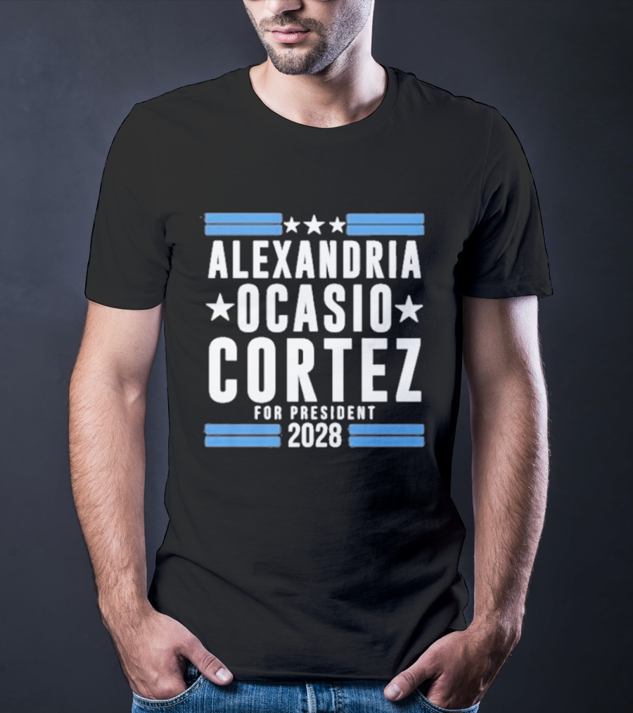 Alexandria Ocasio Cortez For President 2028 Stars Stripes Campaign T-Shirt