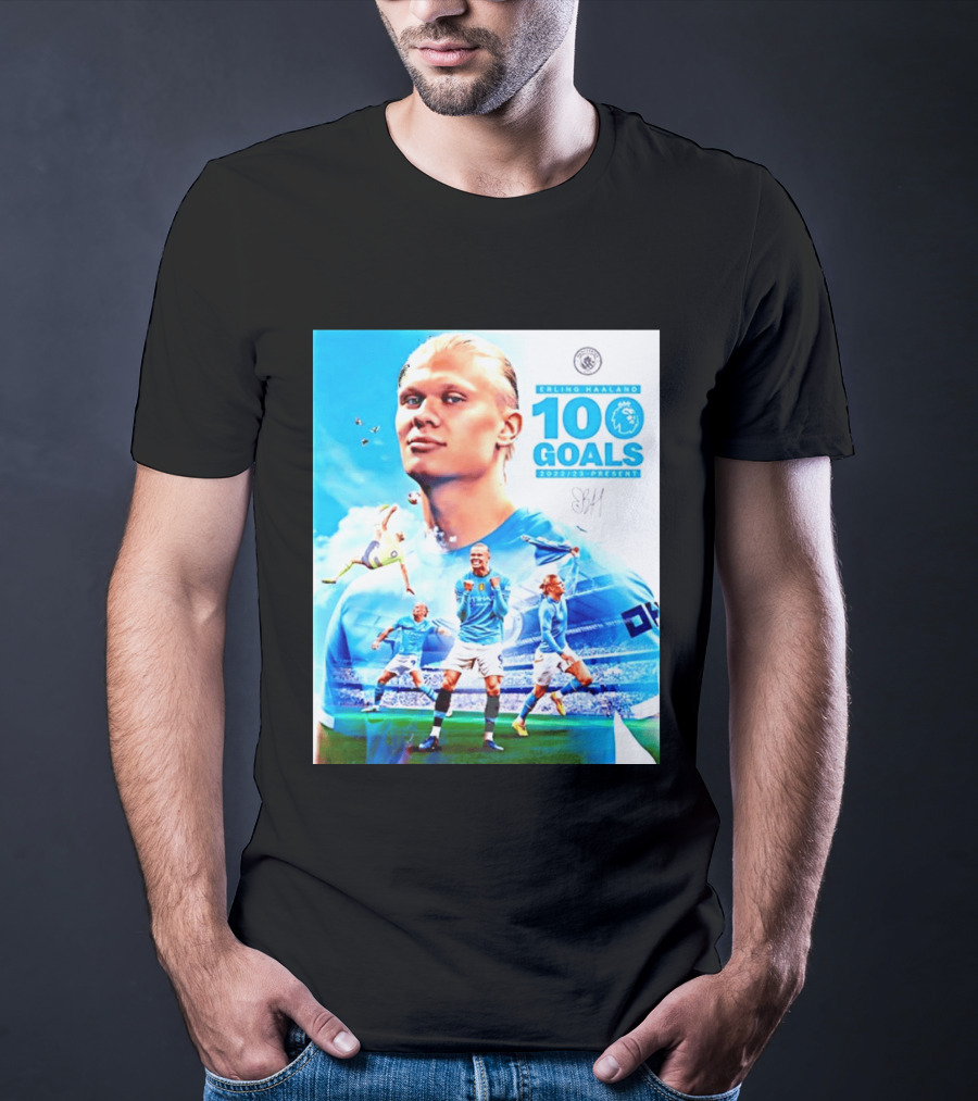 Erling Haaland 100 Goals Premier League 2022 2023 Present T-Shirt