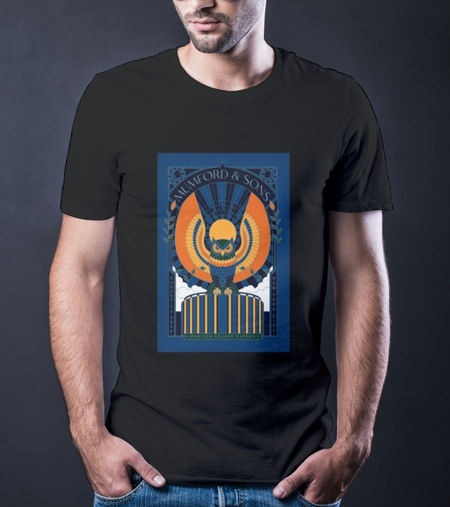 Mumford And Sons Madison Square Garden New York City August 12 2026 Owl T-Shirt