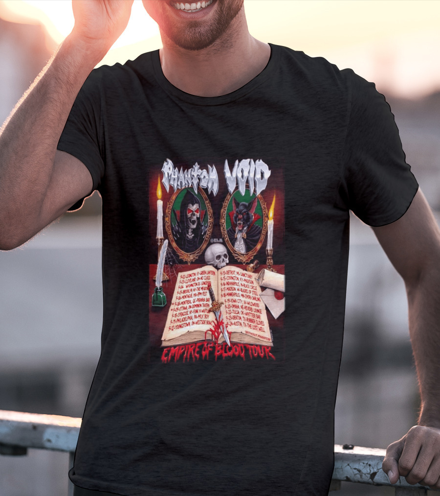 Phantom VOID 2026 Empire Of Blood Tour Dates And Locations Featuring Vampire Imagery And Candles T-Shirt