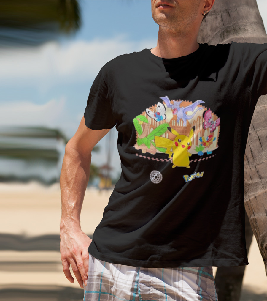 Pokecology Pikachu Aerodactyl Butterfree Vivillon Lileep Natural History Museum Collaboration T-Shirt