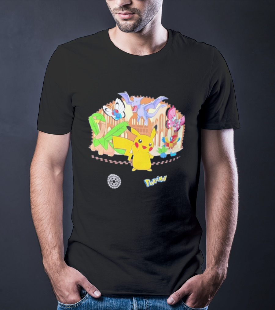 Pokecology Pikachu Aerodactyl Butterfree Vivillon Lileep Natural History Museum Collaboration T-Shirt