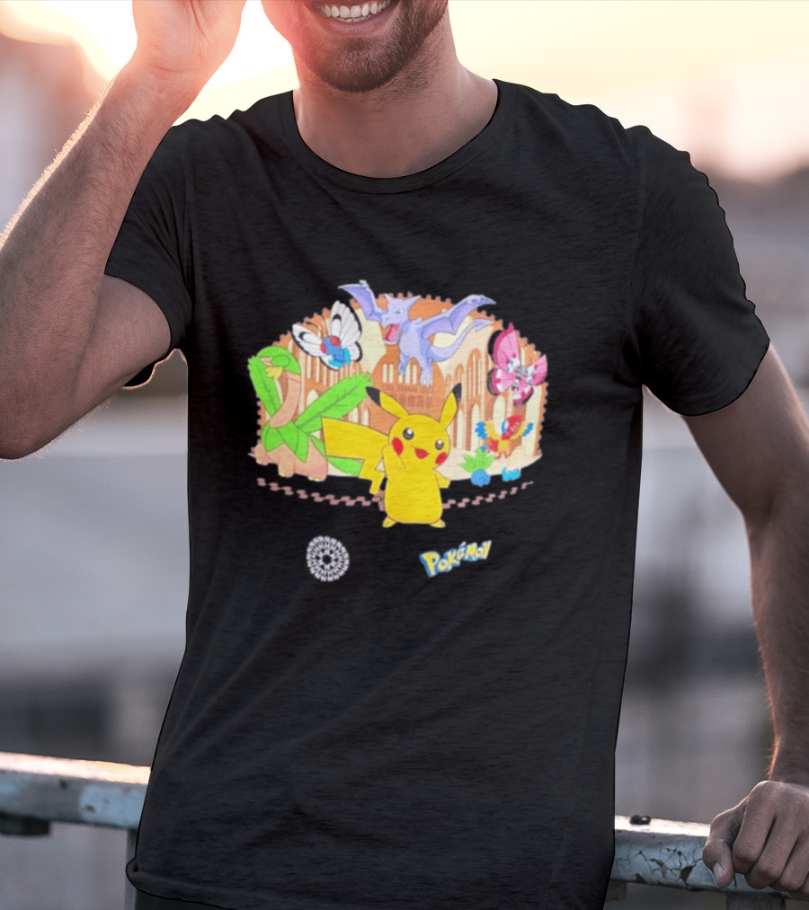 Pokecology Pikachu Aerodactyl Butterfree Vivillon Lileep Natural History Museum Collaboration T-Shirt