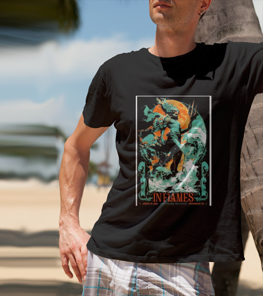 In Flames Göteborg Brinner August 22 2026 Poseidon Trident Concert Event Gothenburg SE T-Shirt