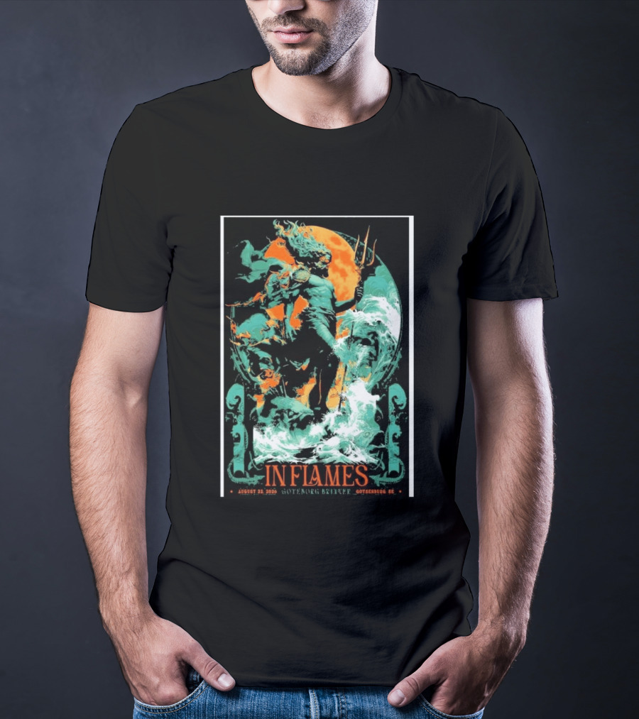 In Flames Göteborg Brinner August 22 2026 Poseidon Trident Concert Event Gothenburg SE T-Shirt