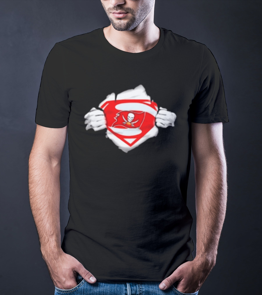 Tampa Bay Buccaneers Superpower Fan Symbol With Skulls Football Superman T-Shirt
