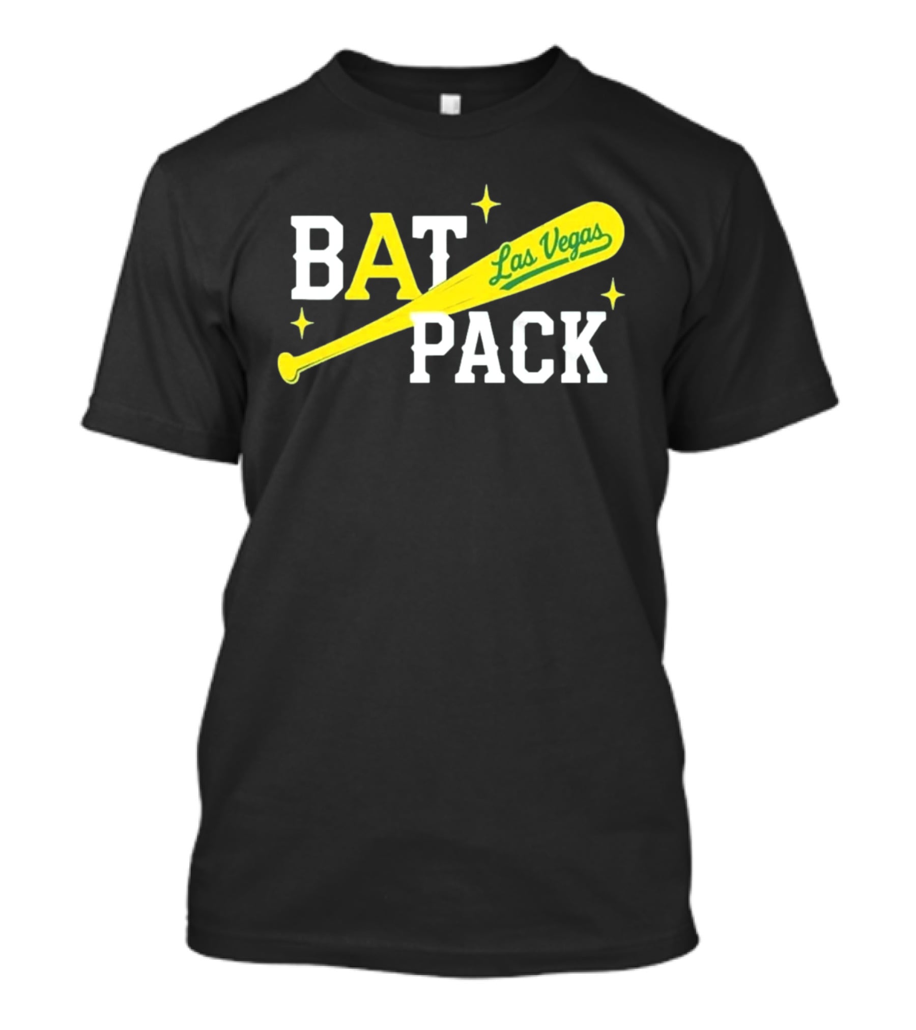 Las Vegas Bat Pack Yellow Baseball Bat Logo With Stars T-Shirt