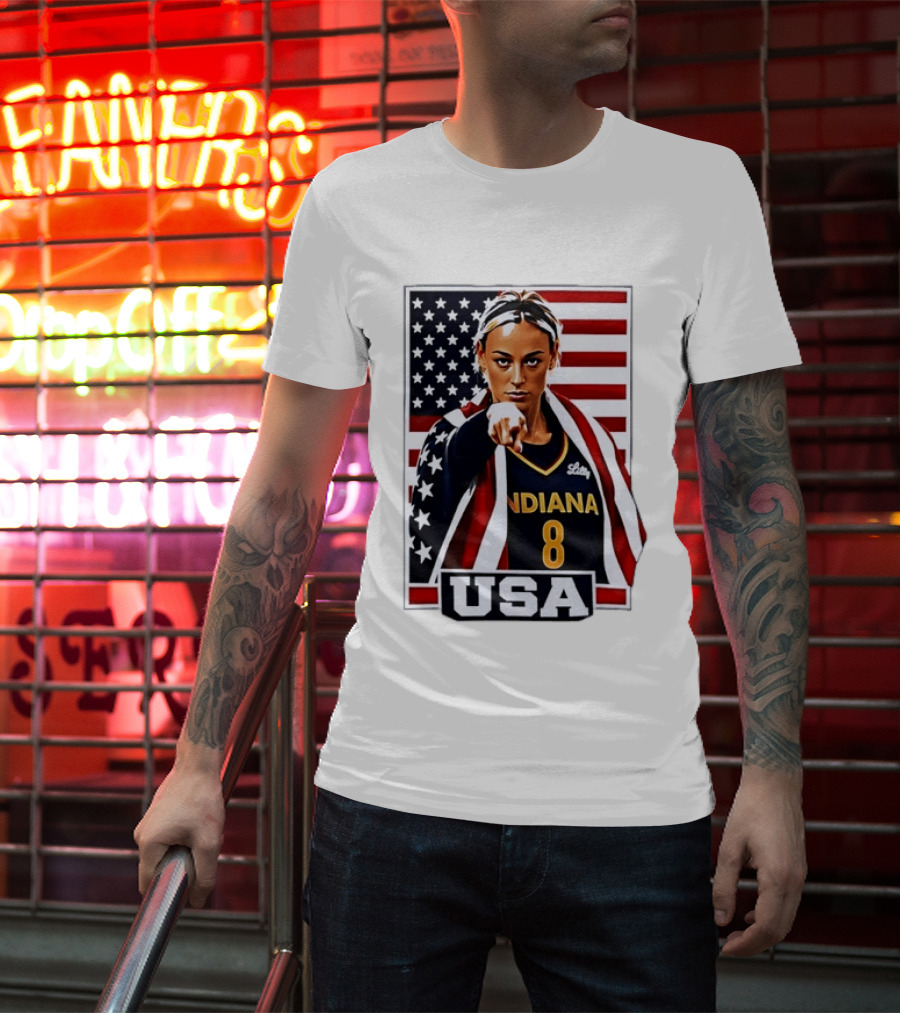 Lexie Hull Indiana Fever 8 USA WNBA Basketball Flag T-Shirt