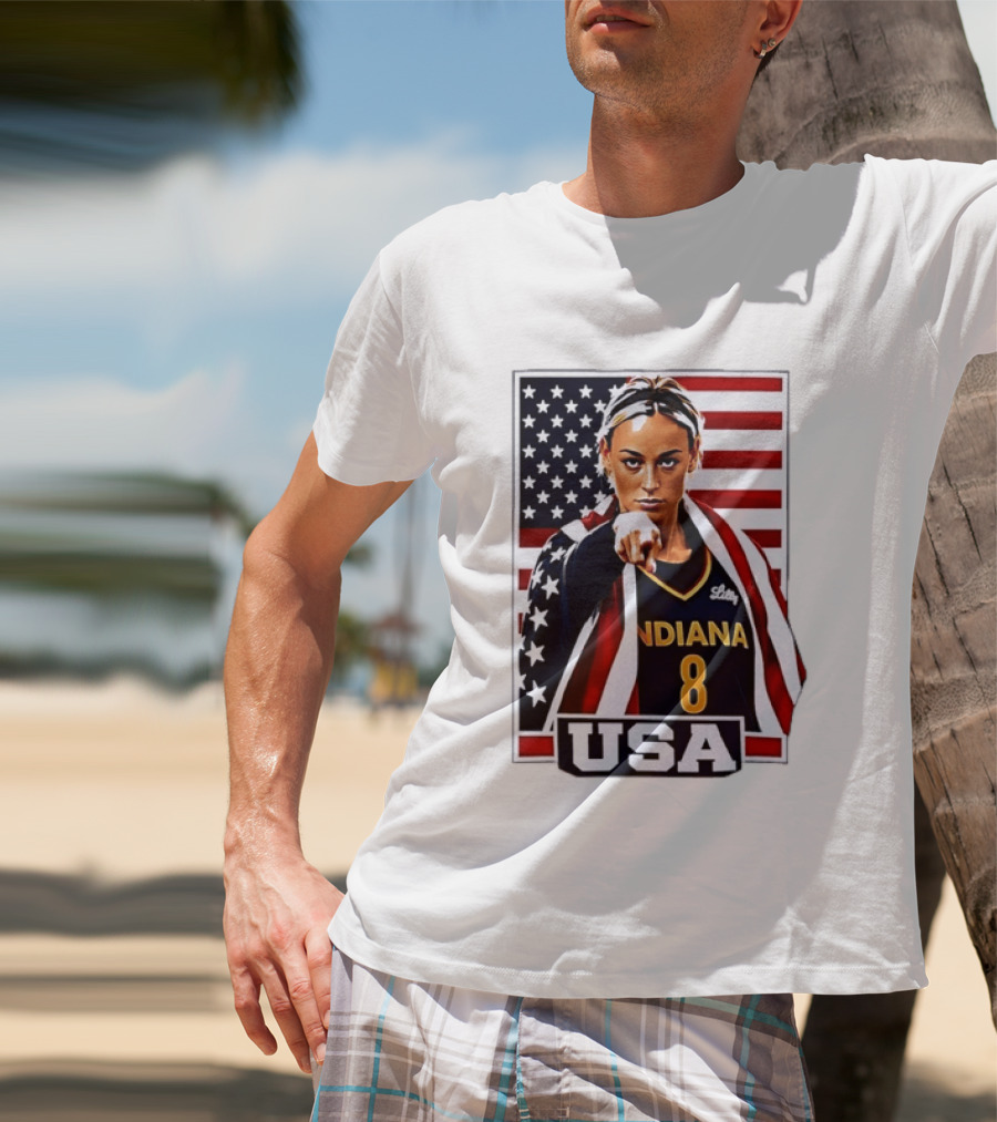 Lexie Hull Indiana Fever 8 USA WNBA Basketball Flag T-Shirt
