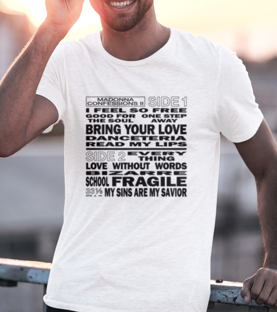 Madonna Store Dance Floor Bring Your Love Danceteria Read My Lips Fragile 23% My Sins Are My Savior T-Shirt