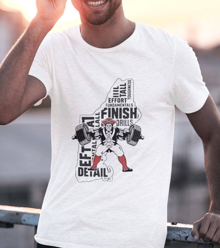 Pat Patriot Colonial Barbell Finish Drill Effort Detail T-Shirt