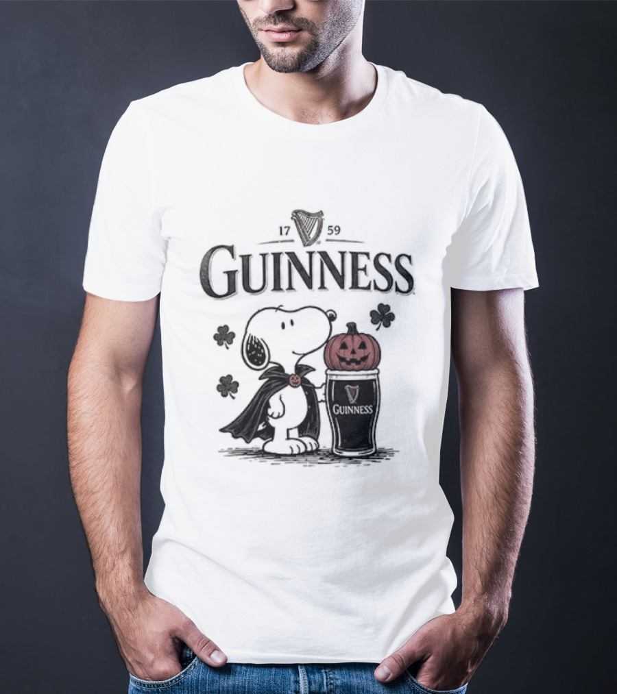 Guinness Snoopy Halloween Vampire Dark Brew Pumpkin T-Shirt