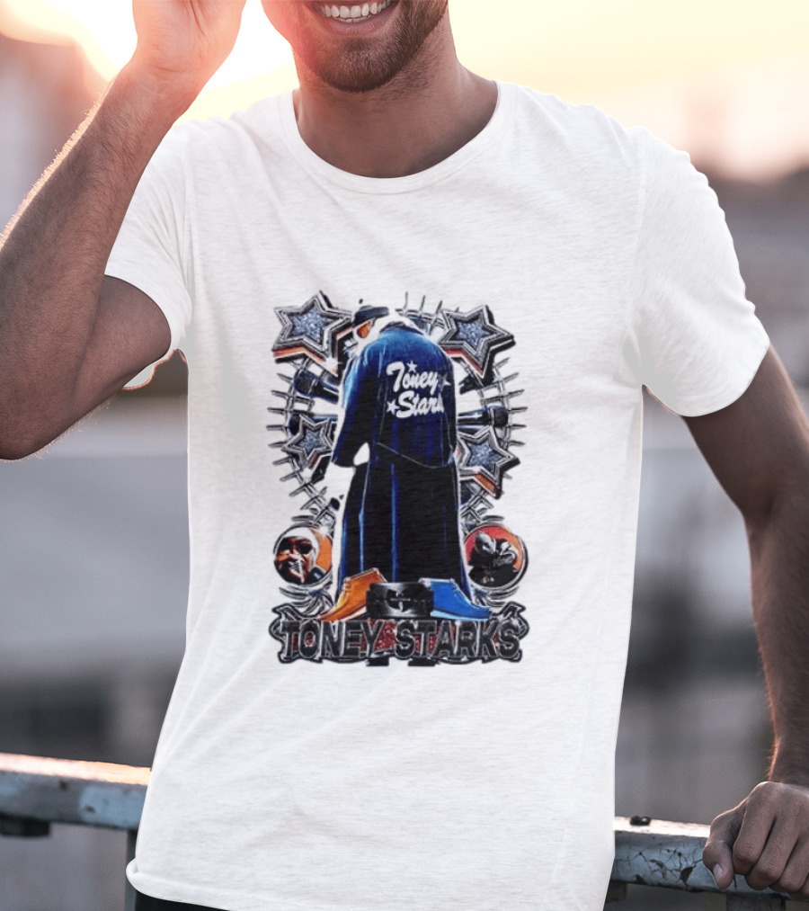 Toney Starks Blue Coat Star Motif Back Cover Art With Big Pun T-Shirt