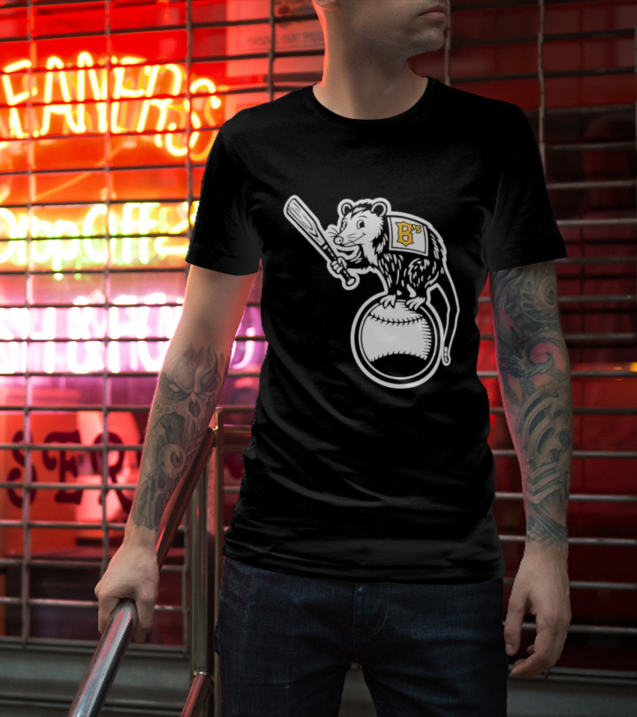 B's Baseball Opossum Batting On Ball T-Shirt