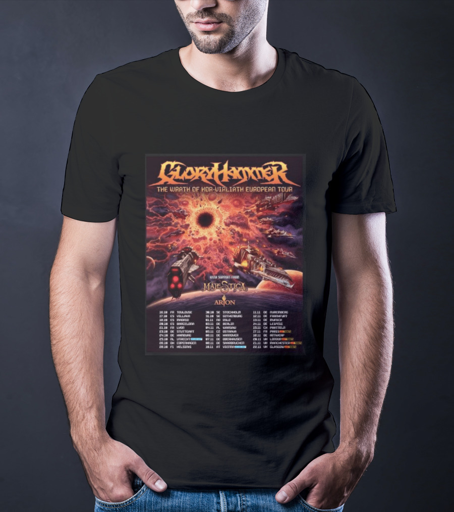 Gloryhammer The Wrath Of Kor Virliath European Tour Dates With Support From Majestica Arion T-Shirt