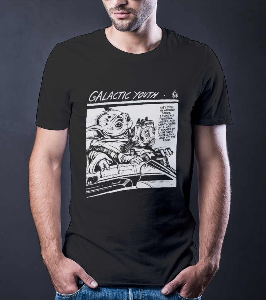 Grogu And Babu Frik Star Wars Galactic Youth They Stole My Armored Daddy T-Shirt