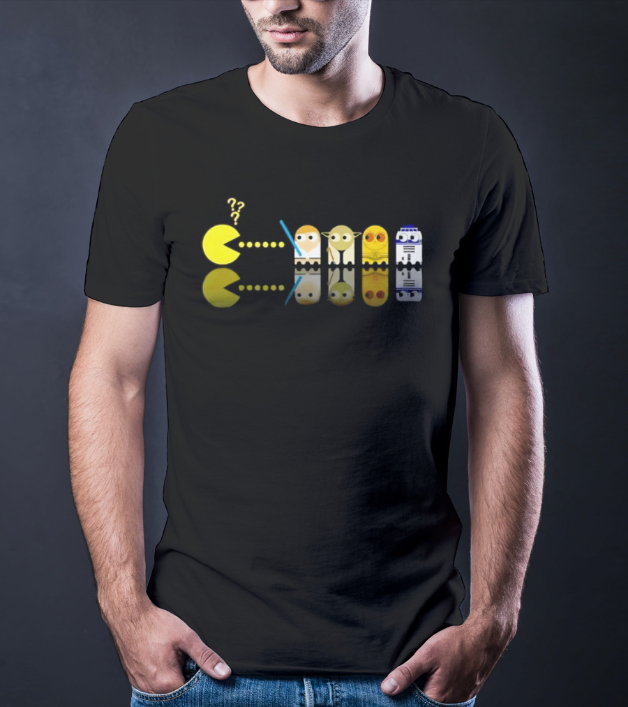 Pac Man Star Wars Crossover Luke Skywalker Yoda R2D2 T-Shirt