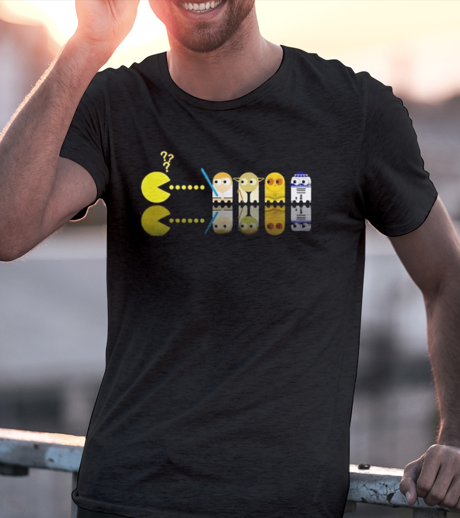 Pac Man Star Wars Crossover Luke Skywalker Yoda R2D2 T-Shirt