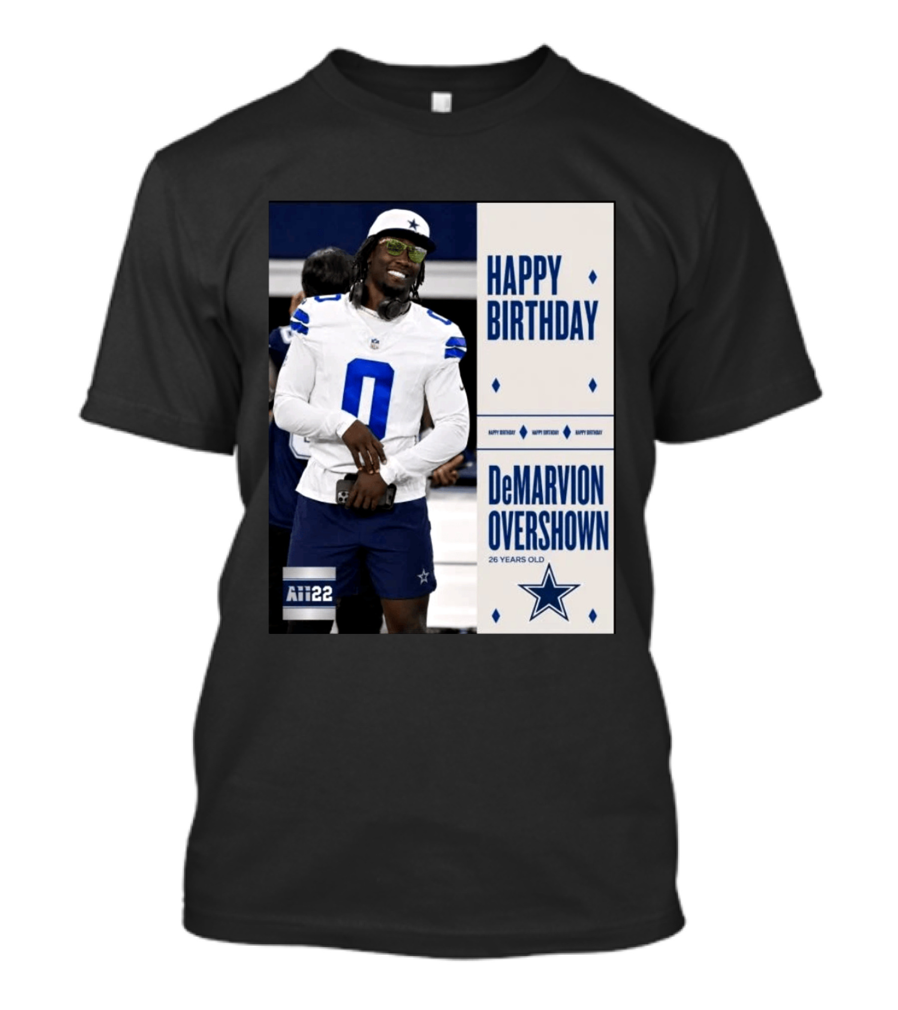 Happy Birthday DeMarvion Overshown 26 Years Old Dallas Cowboys Linebacker Celebration T-Shirt