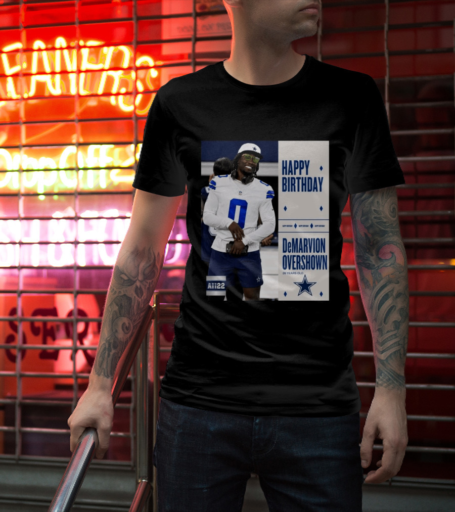 Happy Birthday DeMarvion Overshown 26 Years Old Dallas Cowboys Linebacker Celebration T-Shirt