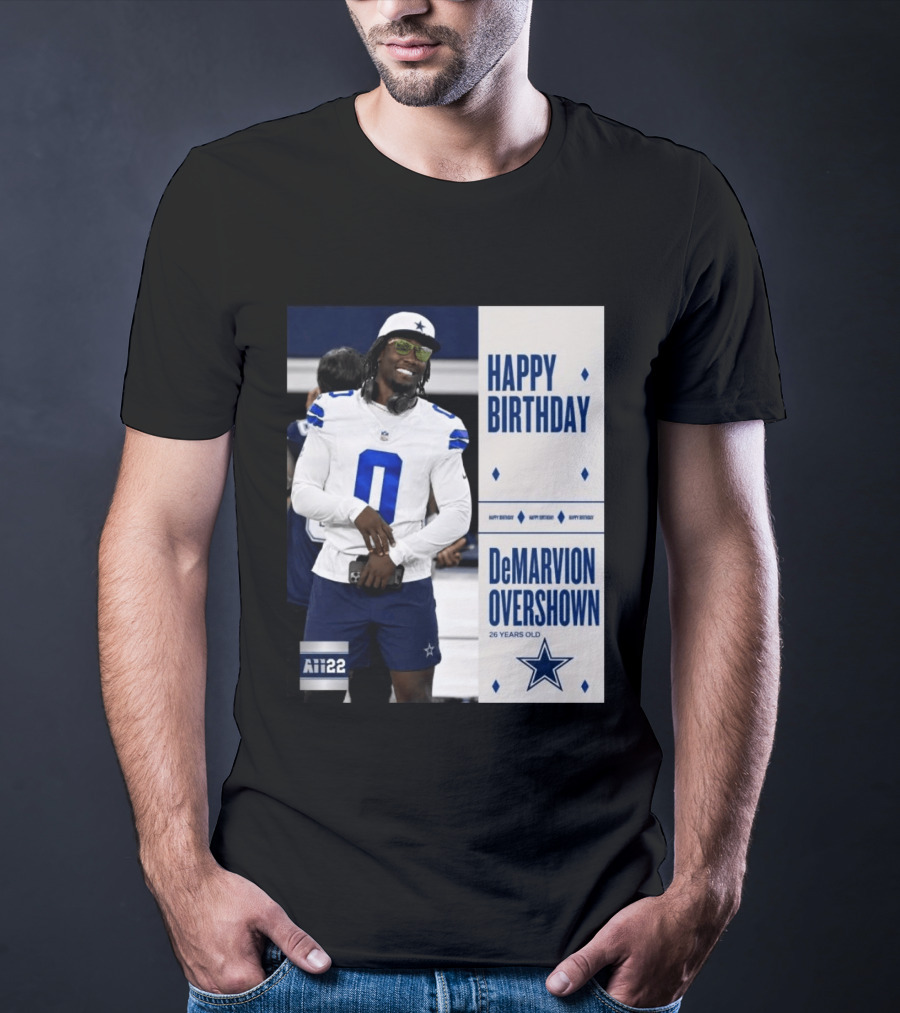 Happy Birthday DeMarvion Overshown 26 Years Old Dallas Cowboys Linebacker Celebration T-Shirt