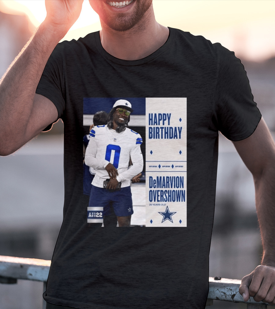 Happy Birthday DeMarvion Overshown 26 Years Old Dallas Cowboys Linebacker Celebration T-Shirt