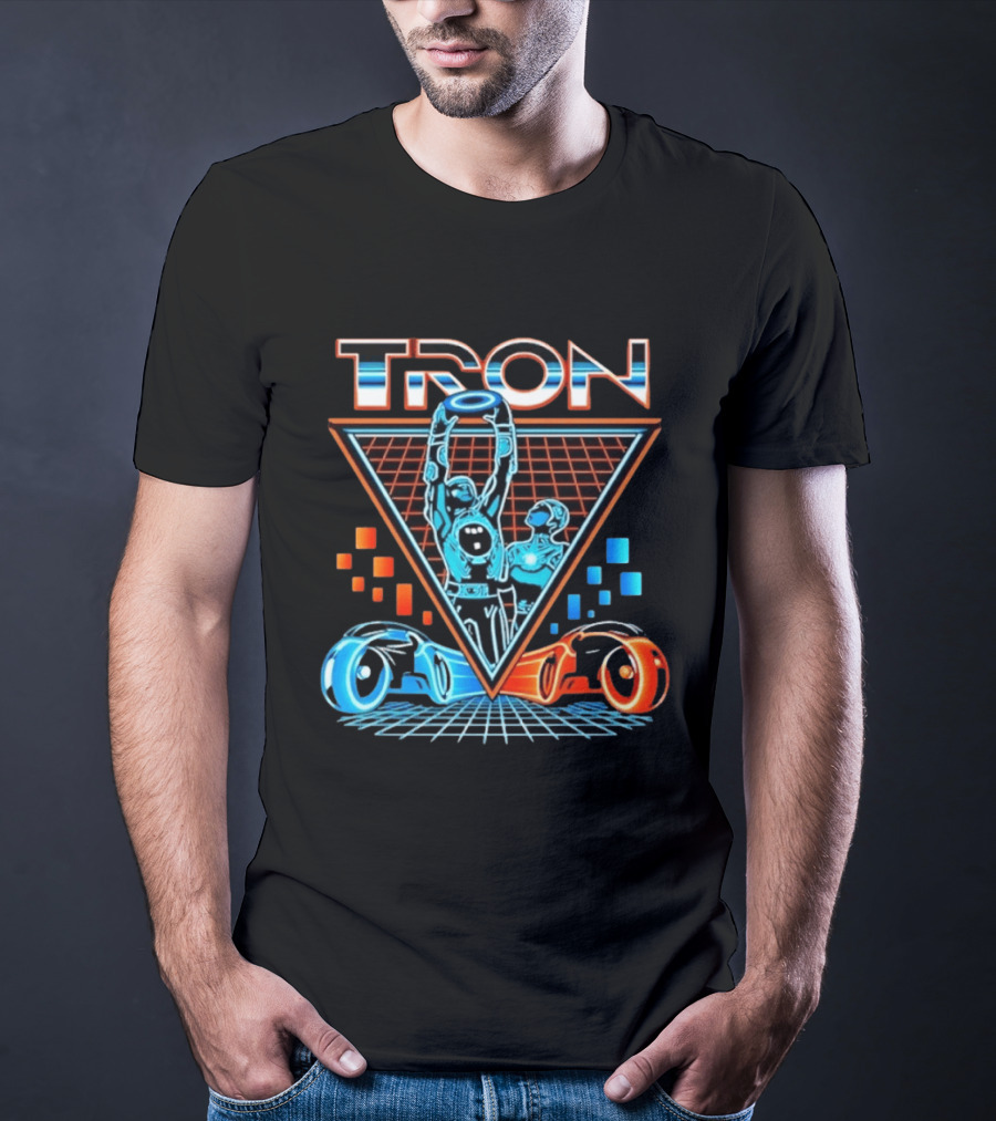 Tron Light Cycle Grid Sci Fi 80s Movie Characters And Iconic Vehicles T-Shirt