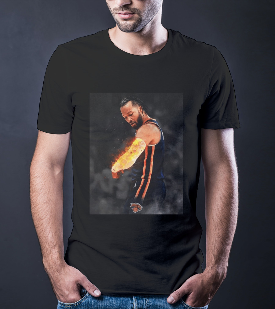 Happy International Lefthanders Day Jalen Brunson Knicks Player Flaming Arm T-Shirt