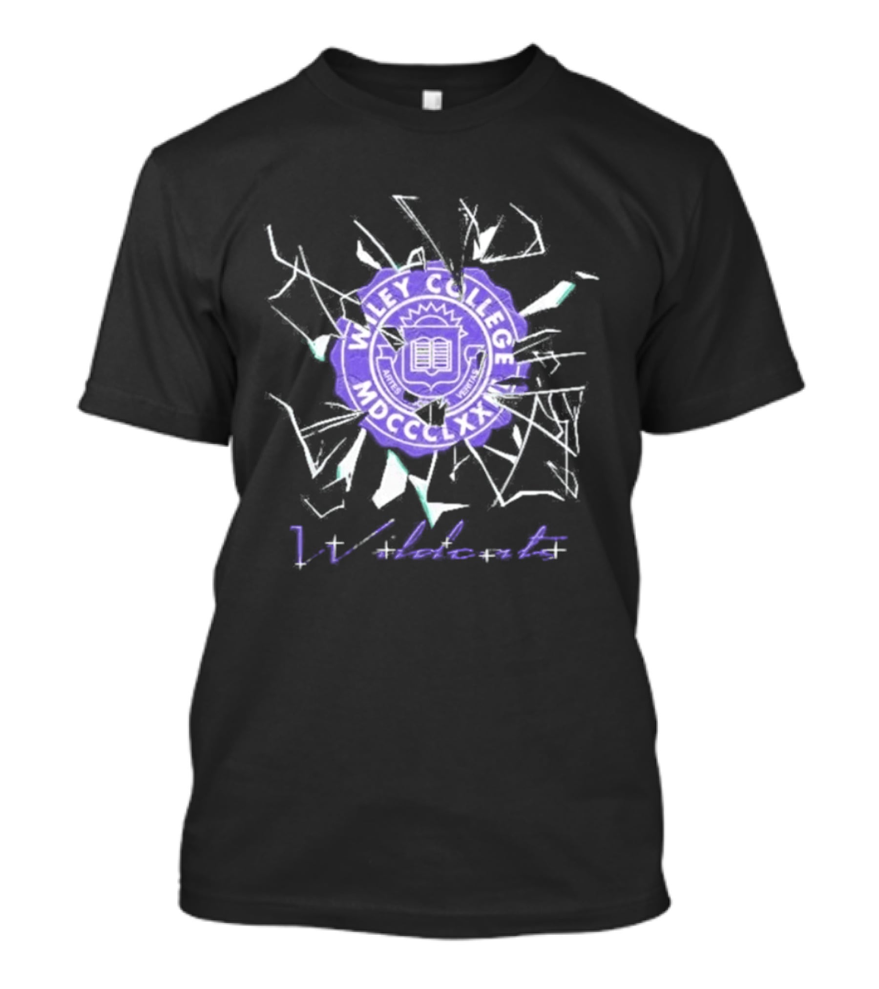 Wiley College Wildcats Seal Shattered Glass MDCCCXLII T-Shirt