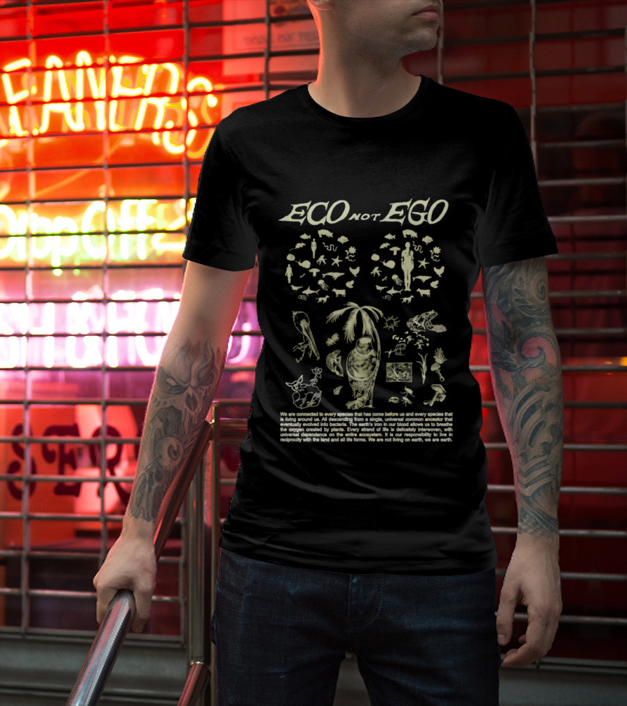 ECO Not EGO Environmental Awareness Nature Wildlife Conservation Planet Message T-Shirt