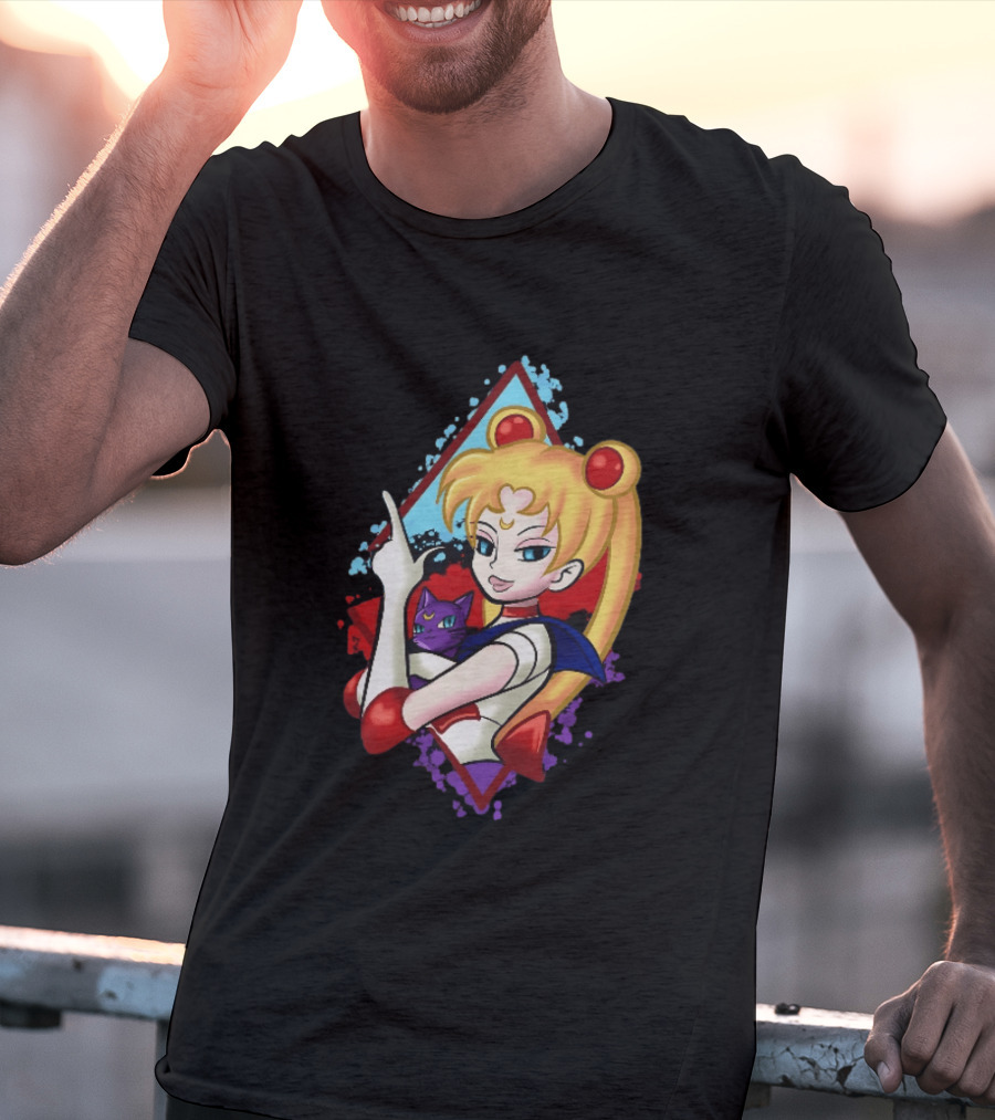 Sailor Moon With Luna Cat Anime Manga T-Shirt