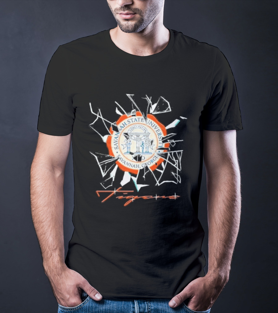 Savannah State University Seal Tigers Shattered Glass T-Shirt
