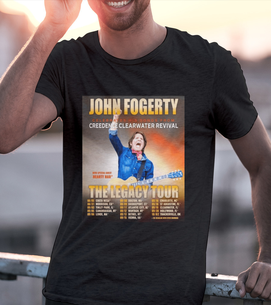 John Fogerty Celebrates His Songs From Creedence Clearwater Revival The Legacy Tour With Hearty Har Dates And Locations T-Shirt