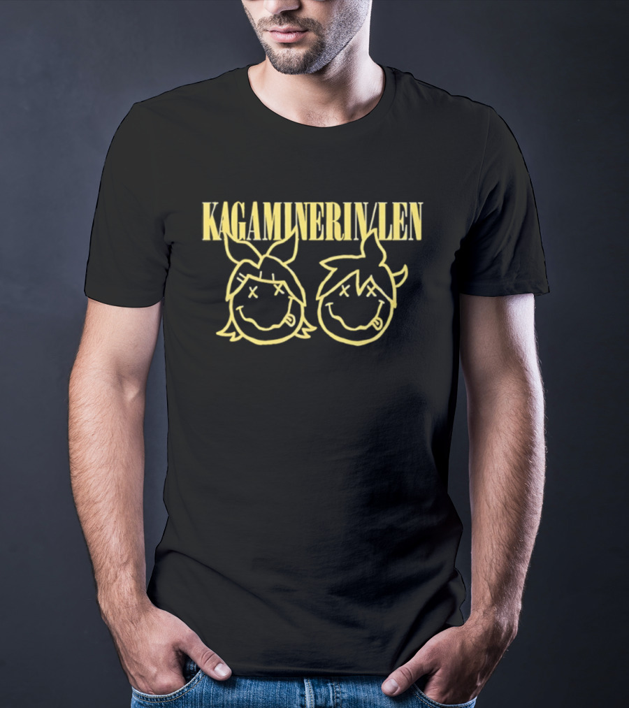 Kagamine Rin Len Smiley Face Vocaloid Icons Yellow T-Shirt