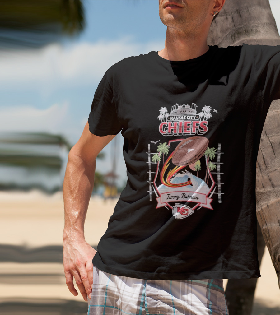 Kansas City Chiefs Tommy Bahama Tidal Kickoff Camp Football Palms T-Shirt