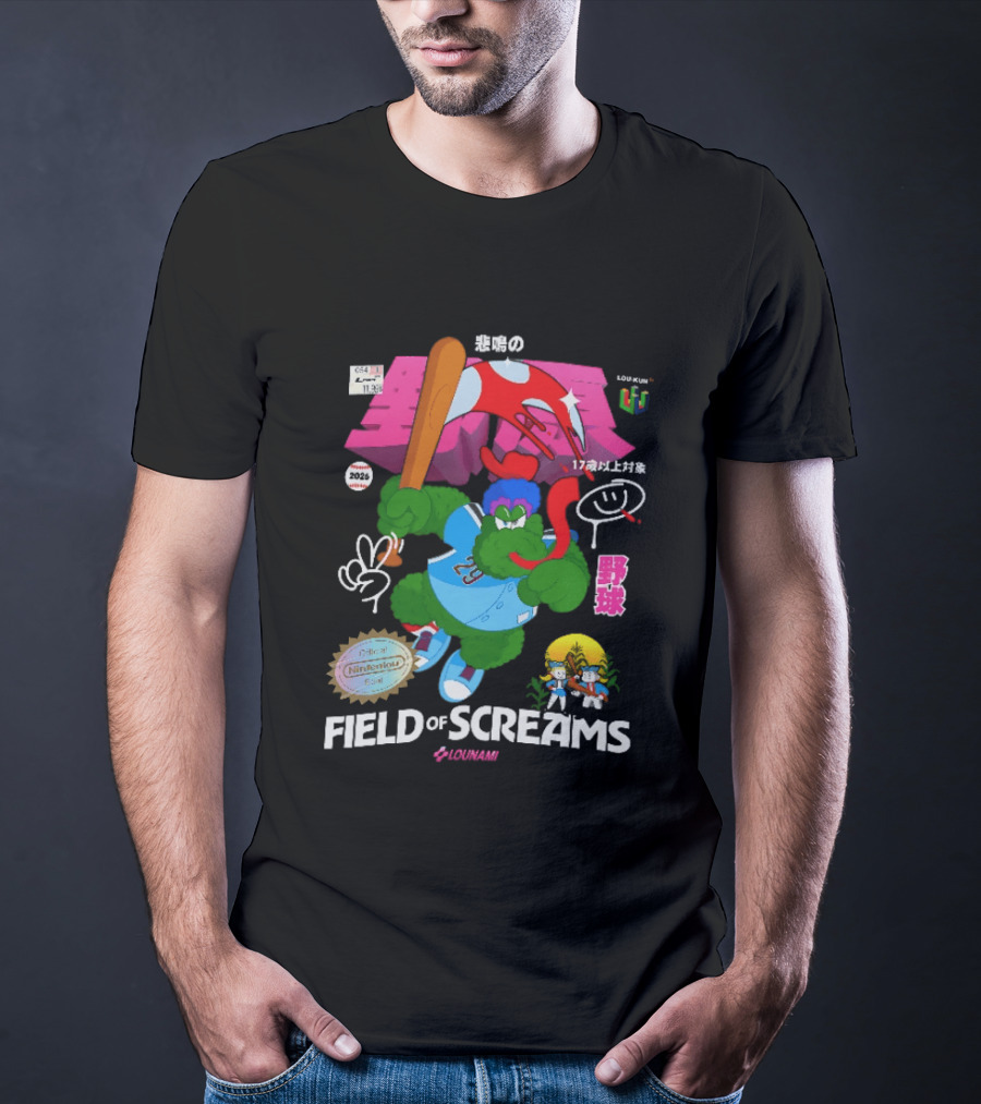 Field Of Screams Baseball 2026 Nintenlou Seal Lounami 17 T-Shirt