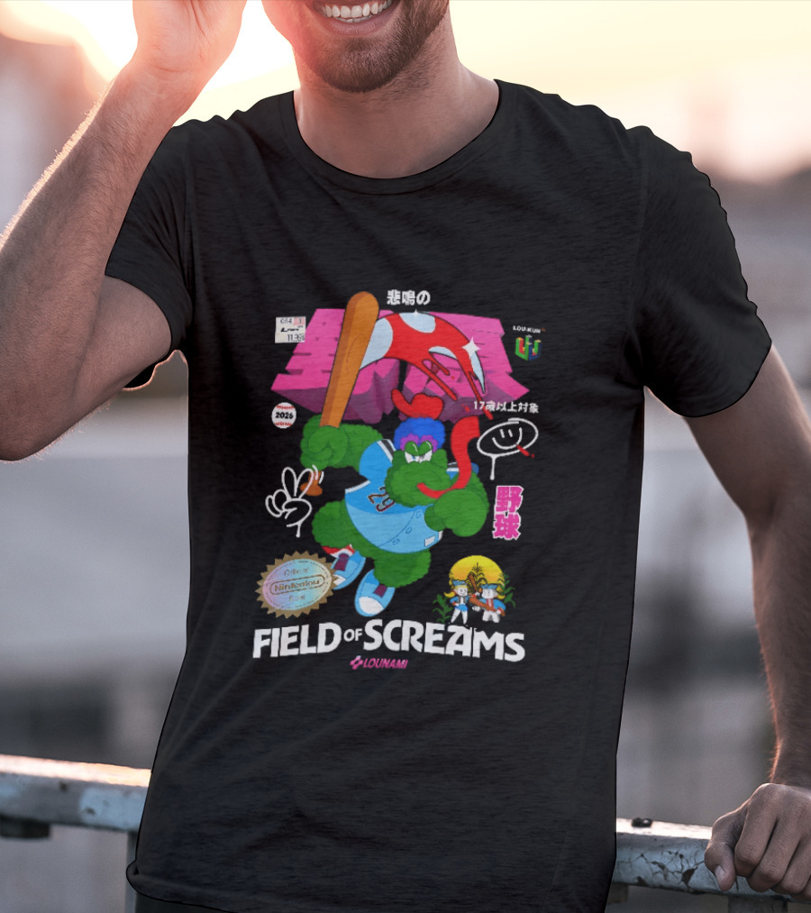 Field Of Screams Baseball 2026 Nintenlou Seal Lounami 17 T-Shirt