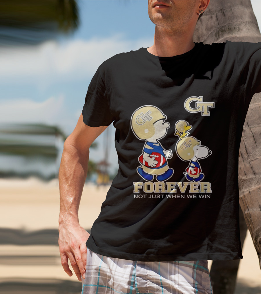 Snoopy Woodstock Charlie Brown Georgia Tech Yellow Jackets Forever Not Just When We Win T-Shirt