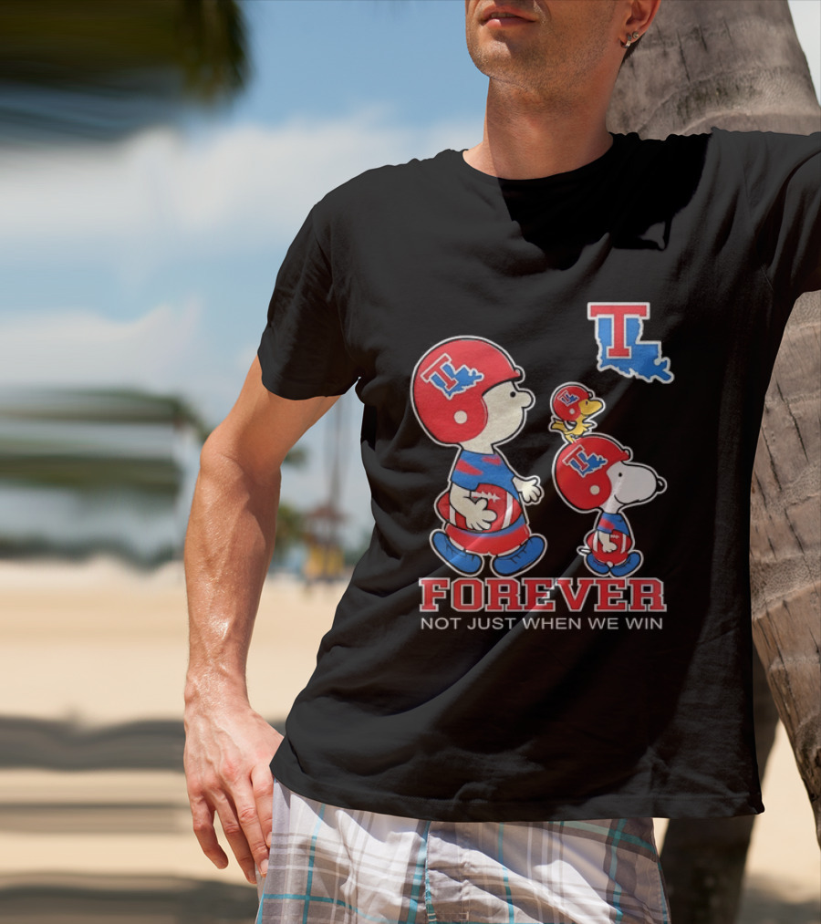 Charlie Brown Snoopy Woodstock Louisiana Tech Bulldogs Forever Not Just When We Win T-Shirt